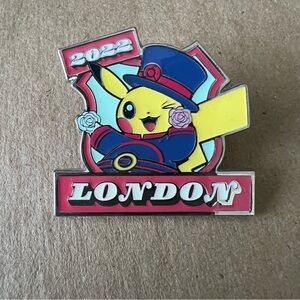 Pikachu London 2022 Lapel Pin Pokemon Top Hat Flower Anime Collector Exclusive
